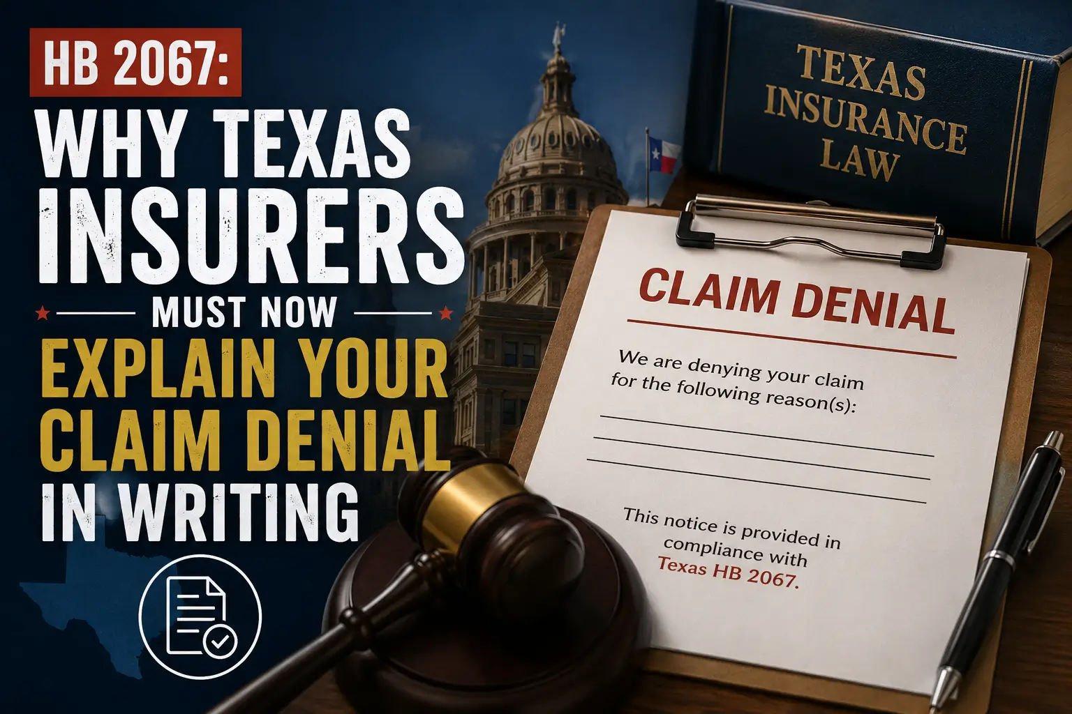 Texas insurance claim denial explanation law