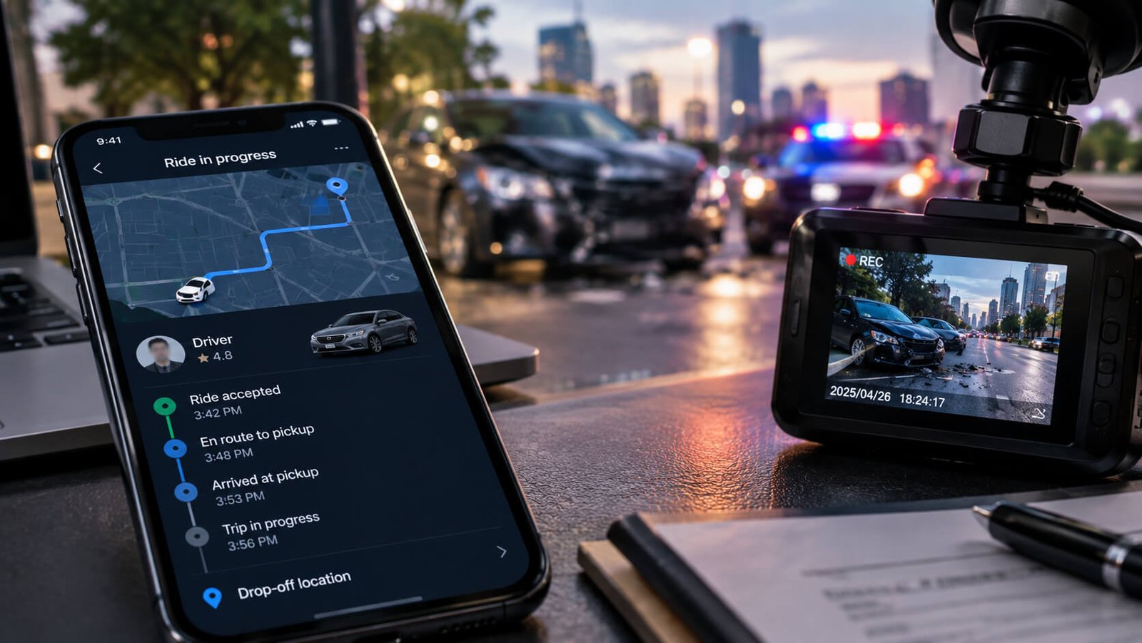 Uber Lyft app data accident evidence