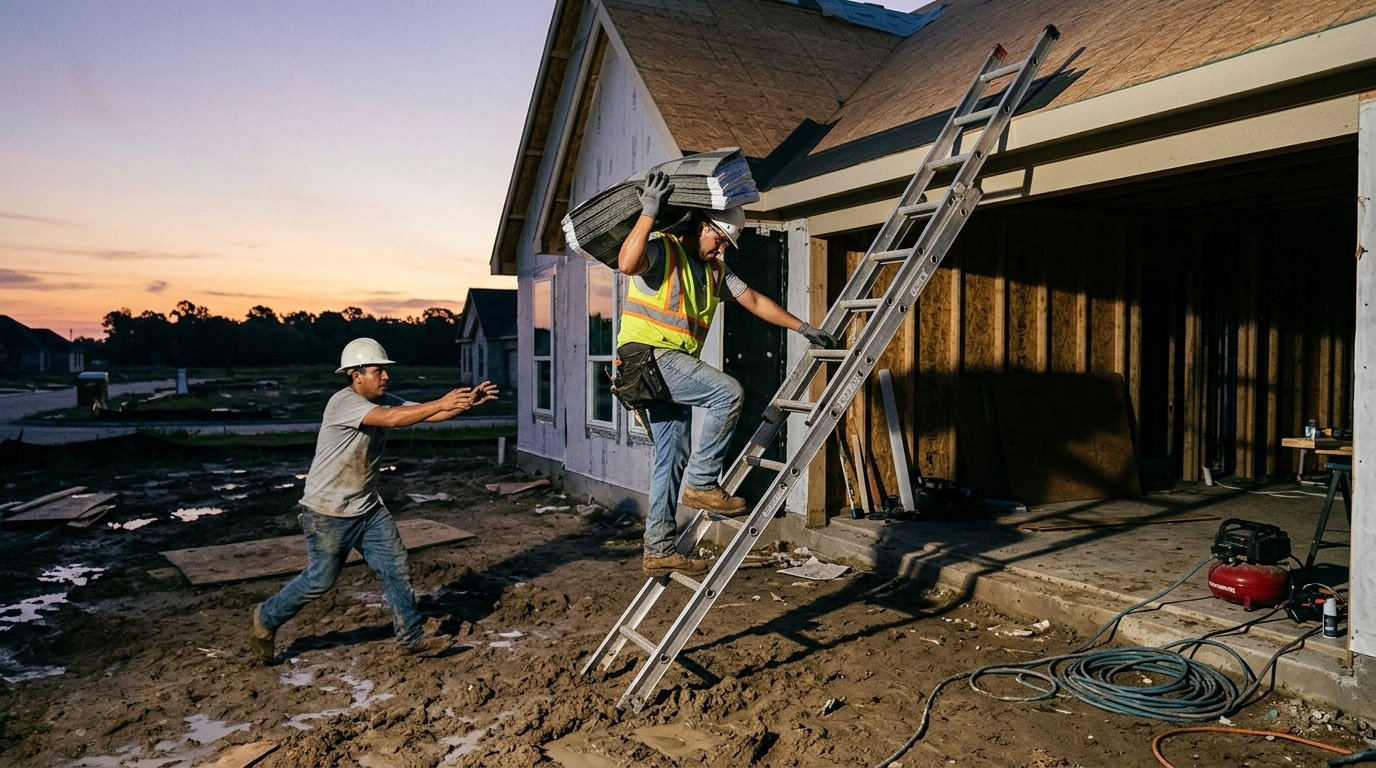 Texas ladder fall roofing accident